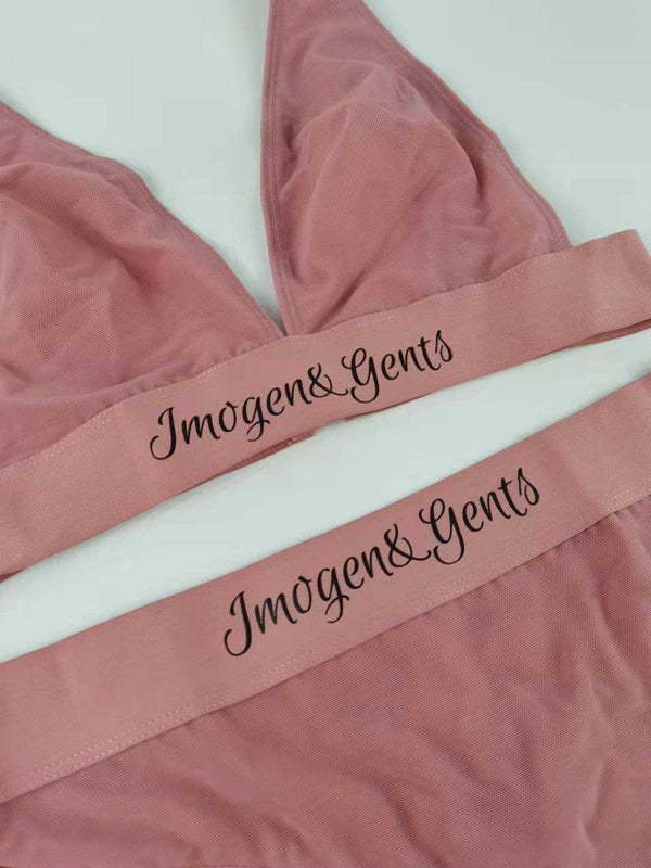 Pink lingerie thong set